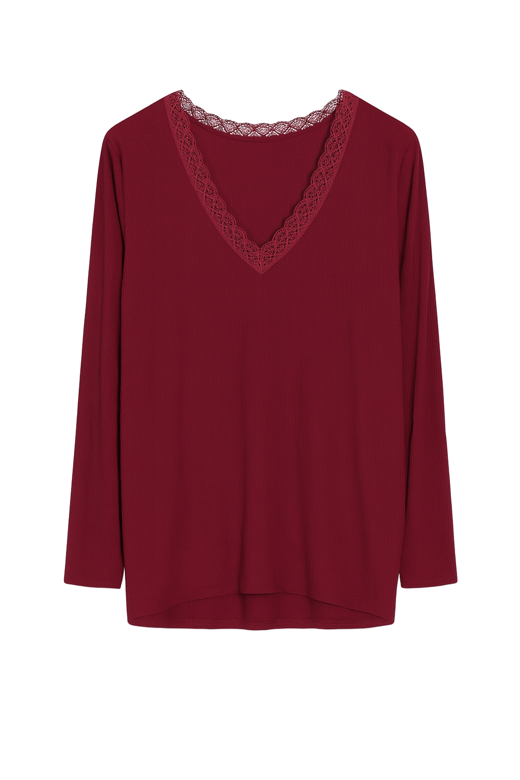 Top med lange ærmer og v-hals med blonde by Krone 1