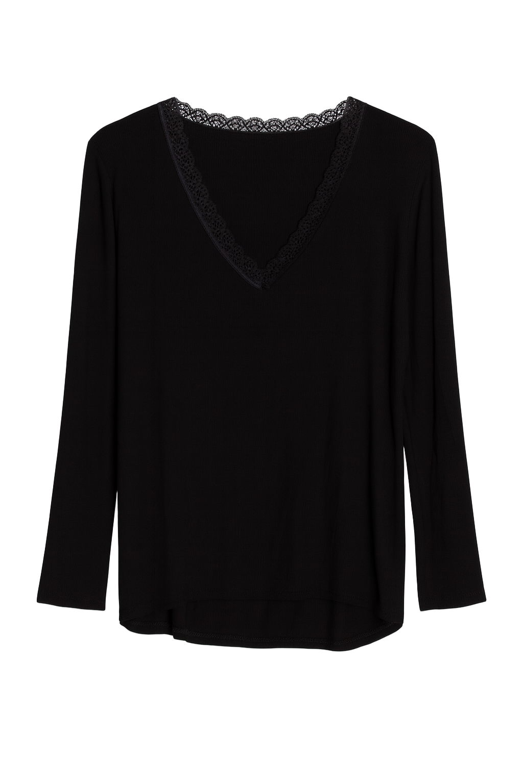 Top med lange ærmer og v-hals med blonde by Krone 1