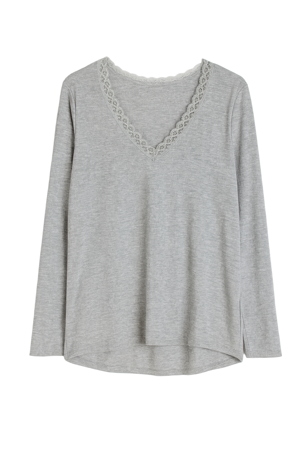 Top med lange ærmer og v-hals med blonde by Krone 1