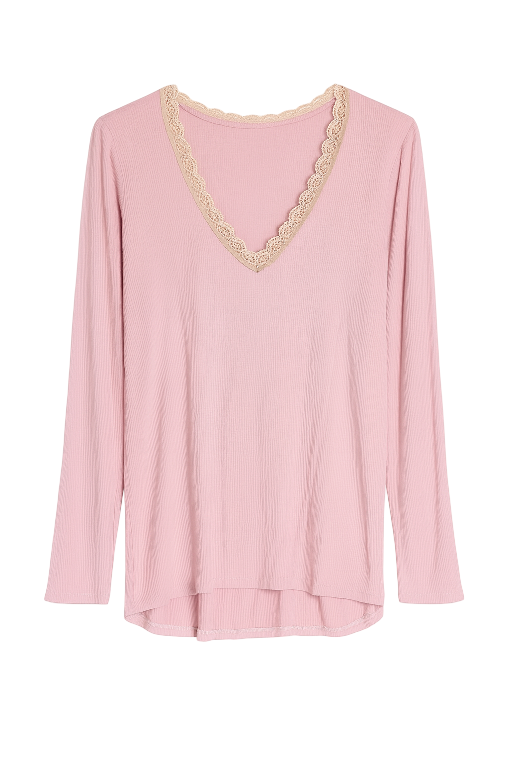 Top med lange ærmer og v-hals med blonde by Krone 1
