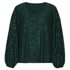 Pailetbluse med elastik ved ærme - Brystmål 130cm - Ingen returret by Krone 1