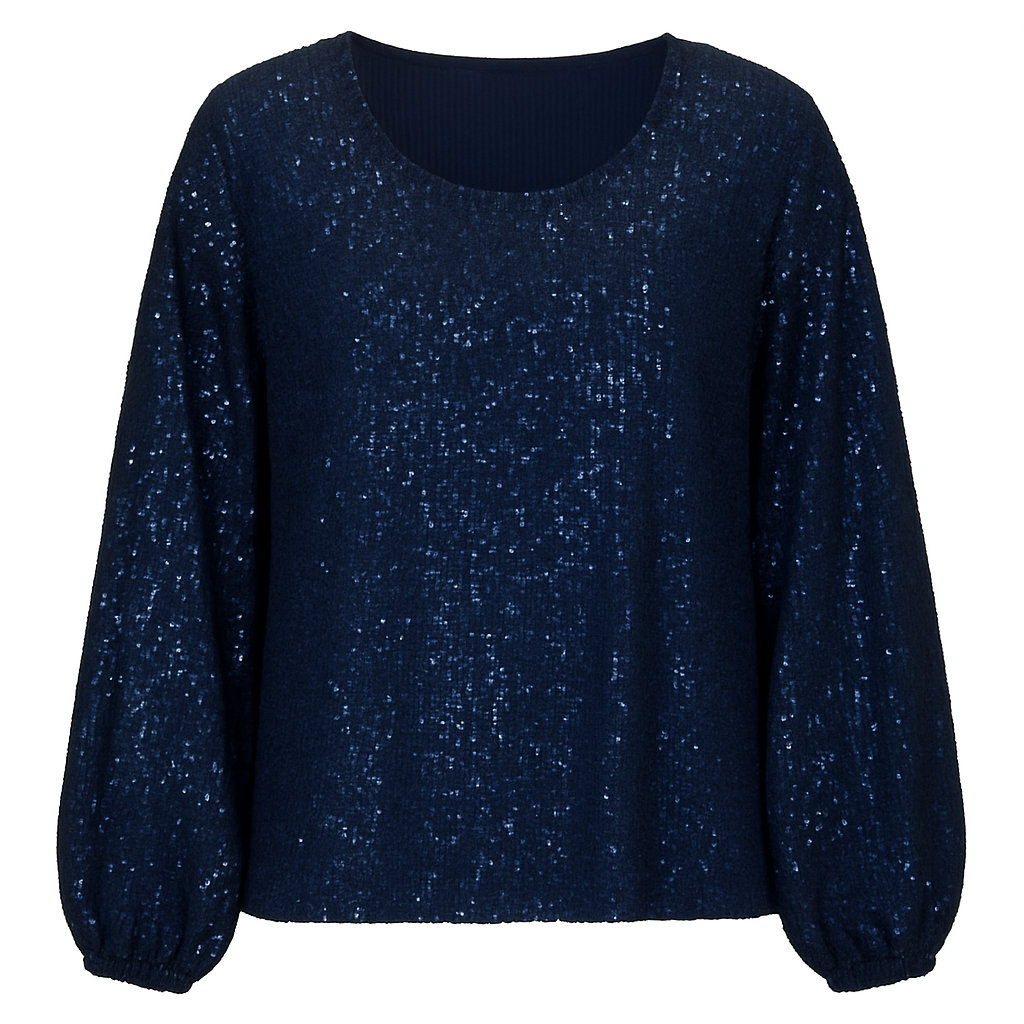 Pailetbluse med elastik ved ærme - Brystmål 130cm - Ingen returret by Krone 1