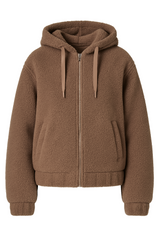 Taupe teddy hoodie med lynlås vendbar by Krone 1