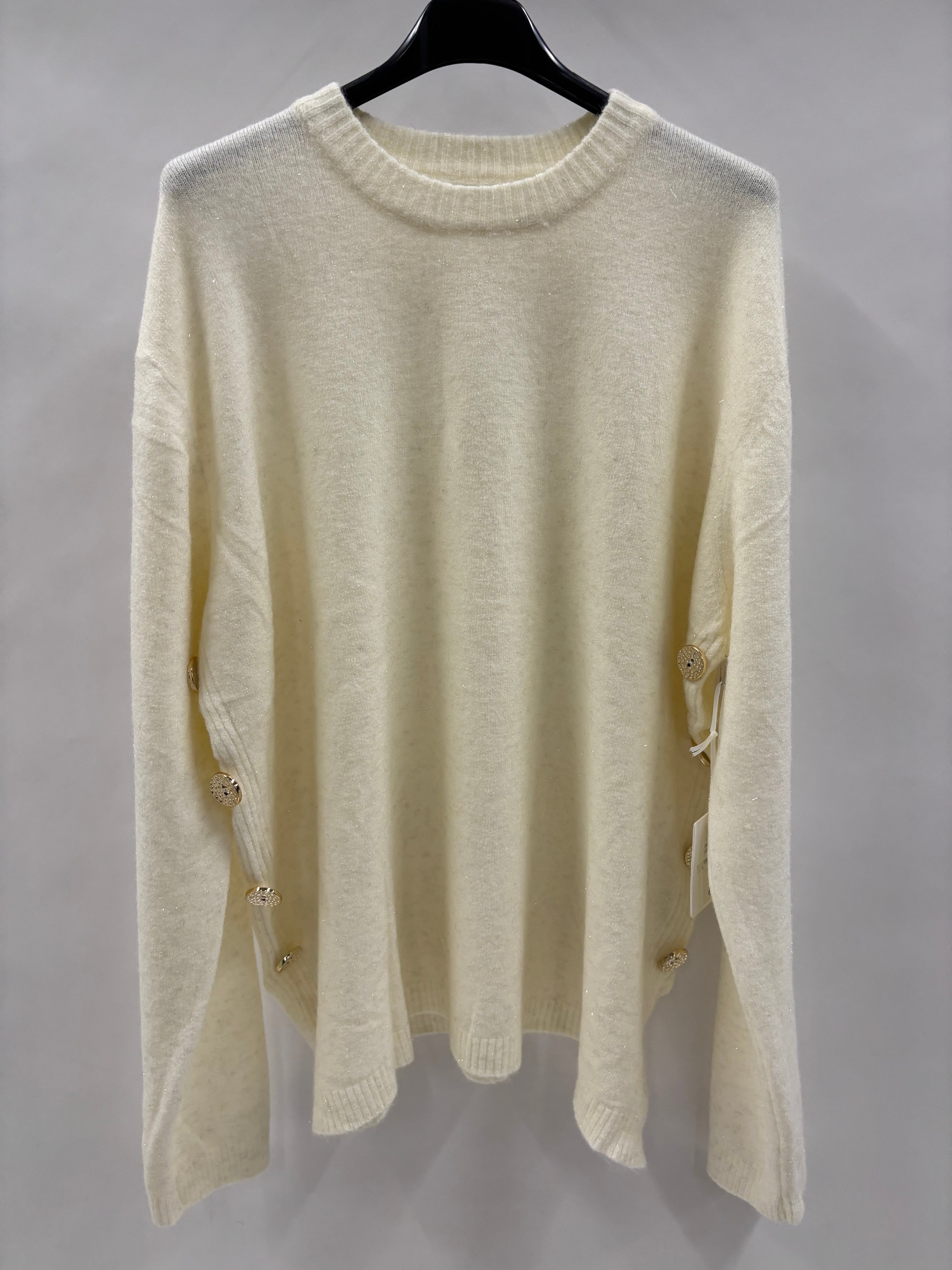 Strikbluse Glimmer, Guldknapper