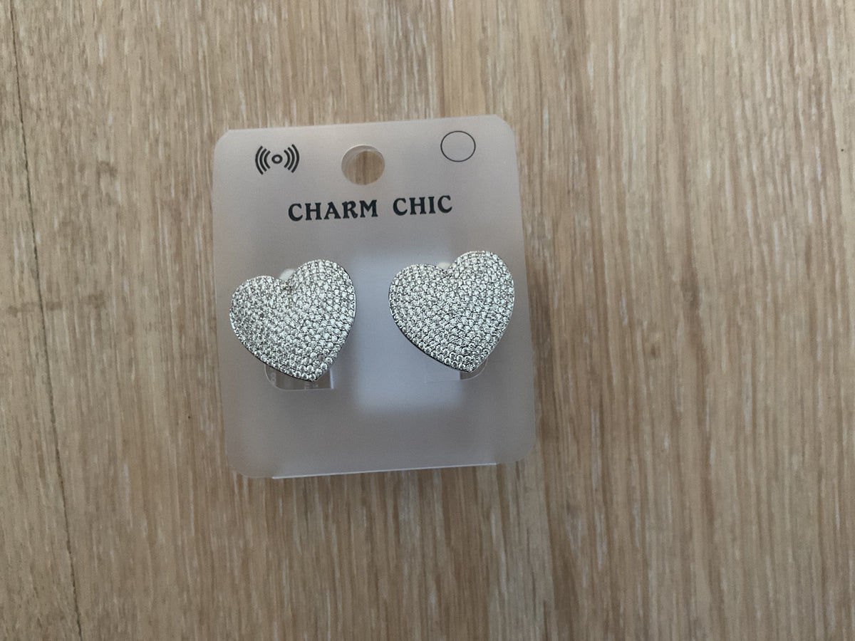 Hjerte bling øreringe klips by Krone 1