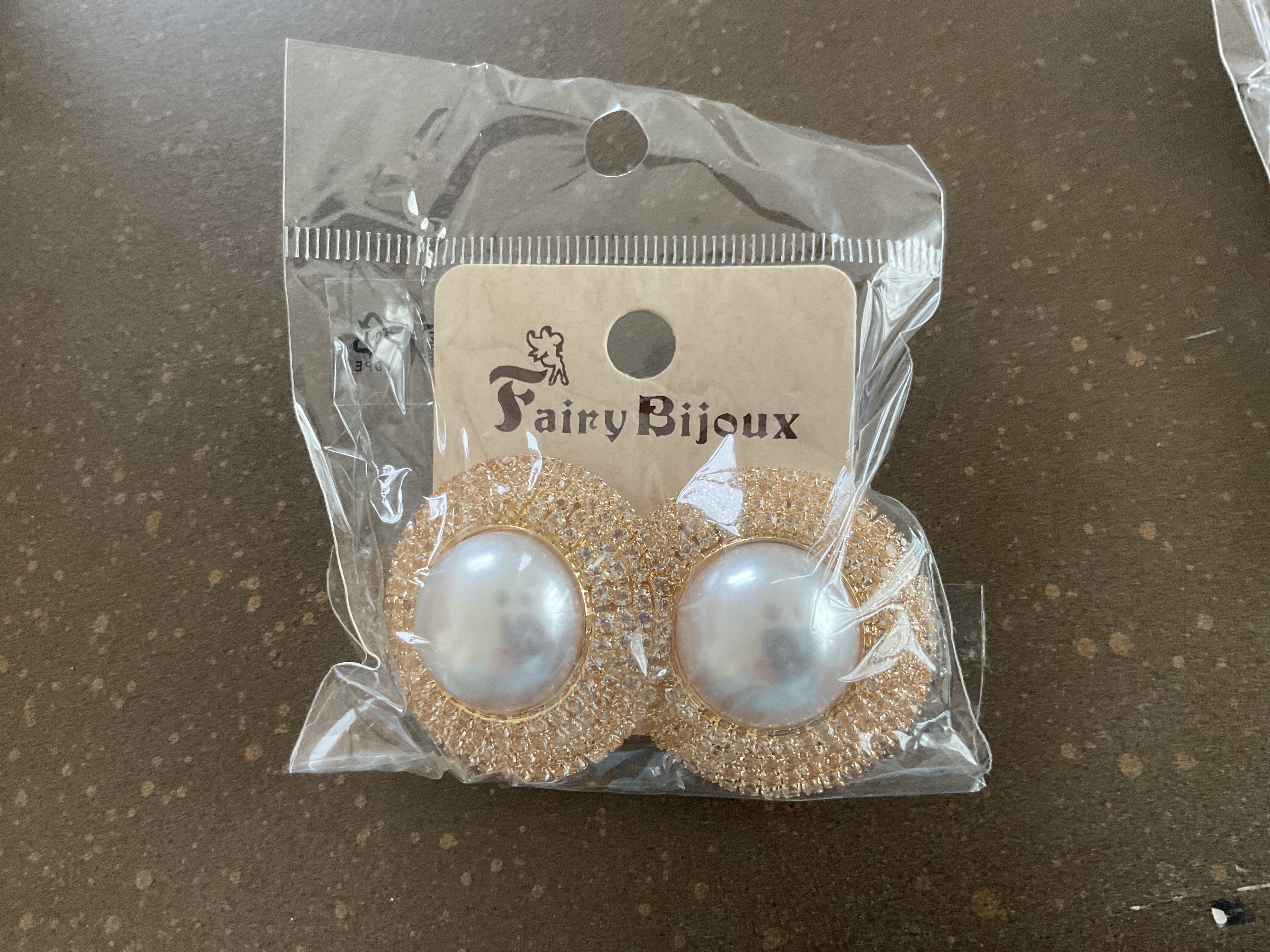 Statement Bling ørering med perle by Krone 1