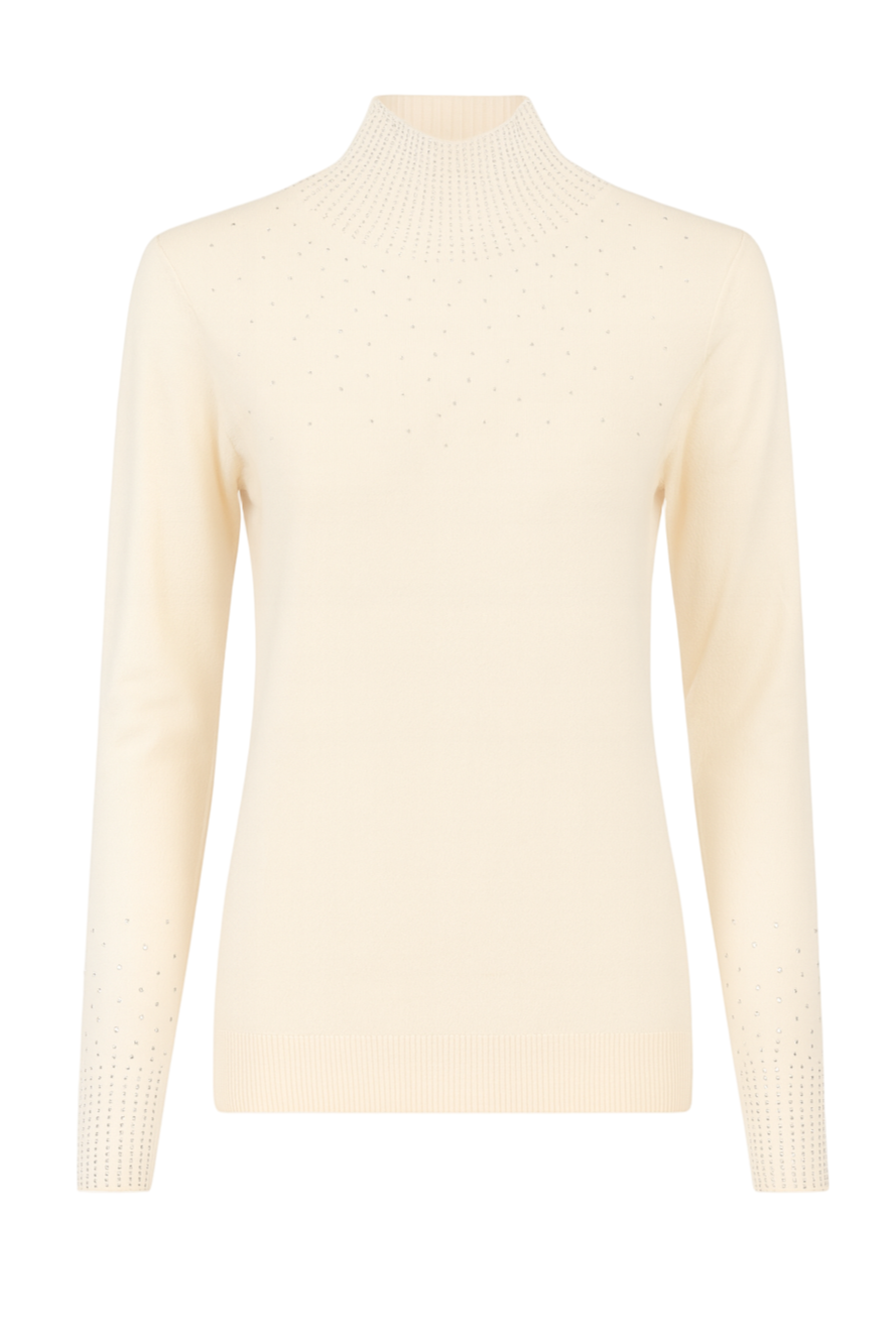 Strikbluse med bling og krave