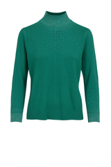 Strikbluse med bling og krave