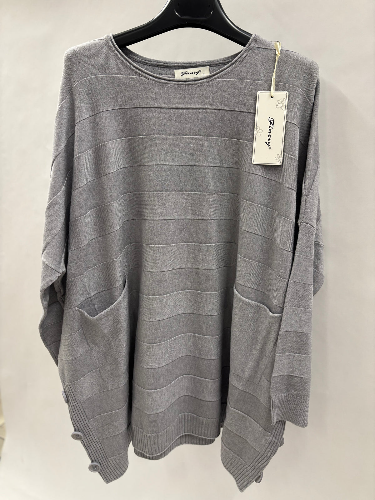 Ensfarvet Striktrøje, Bred Strib