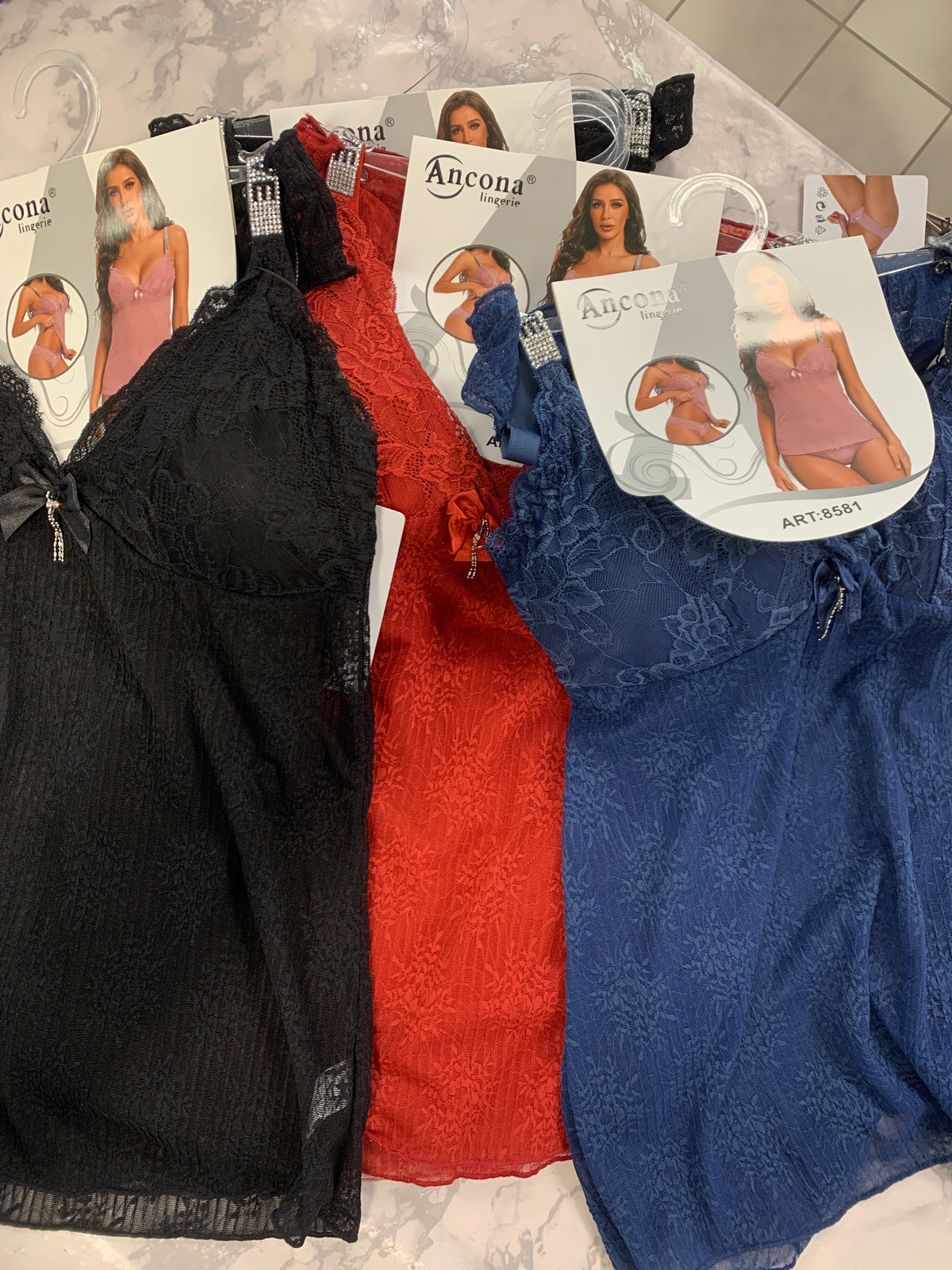 Lingeri sæt med bling S/M - tilfældig farve. by Krone 1