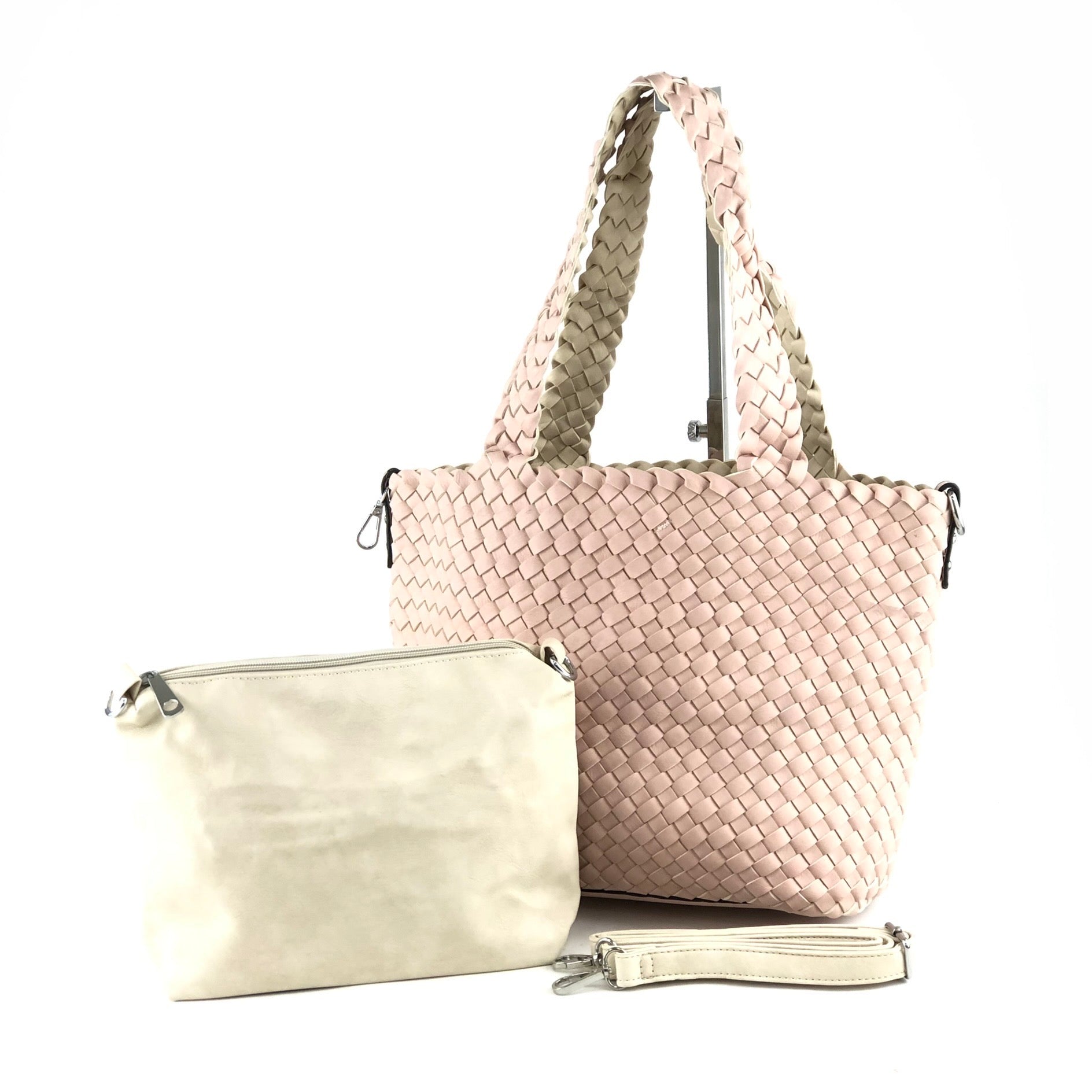 Flettet shoppertaske vendbar beige by Krone 1