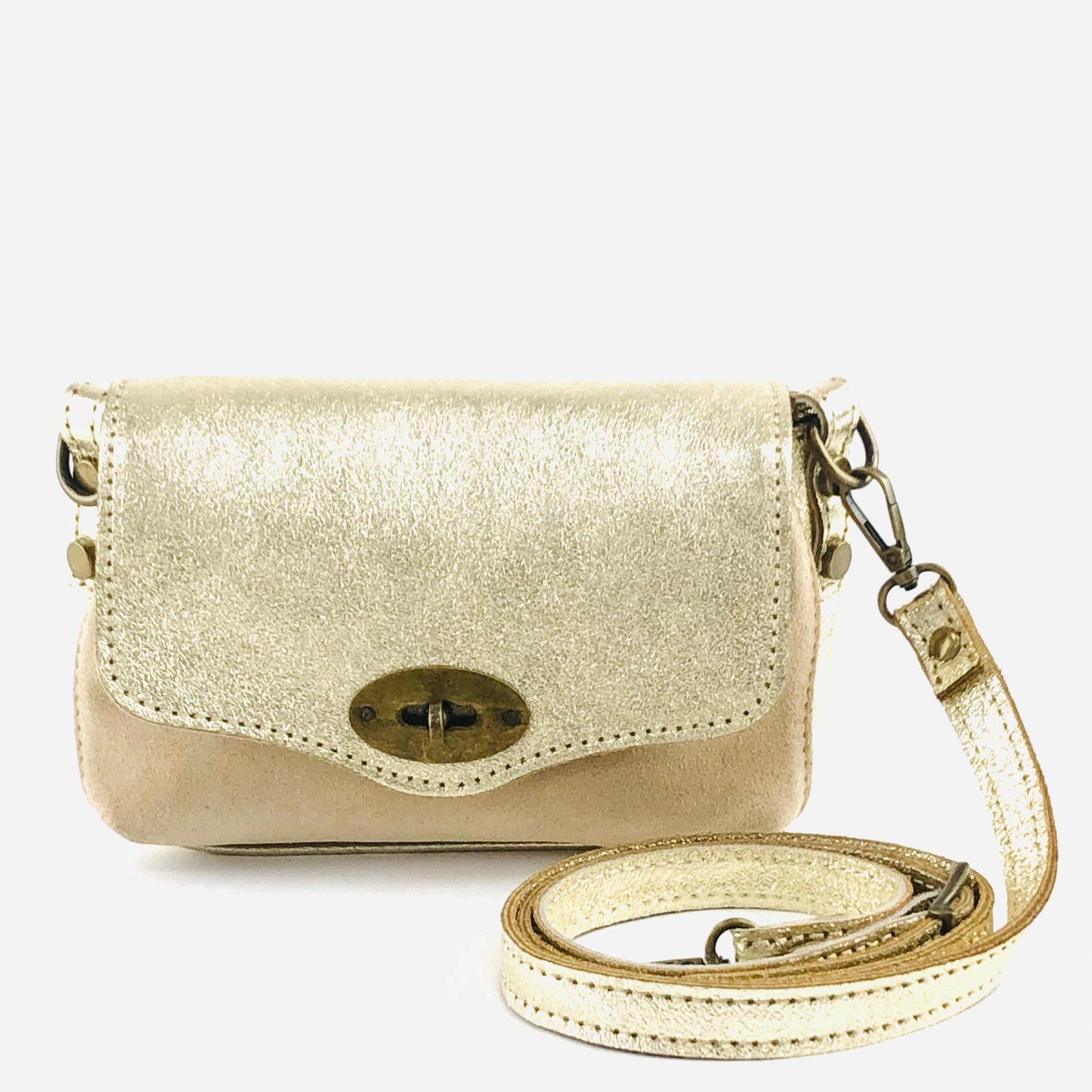 Lille crossbody taske med rem metallic by Krone 1