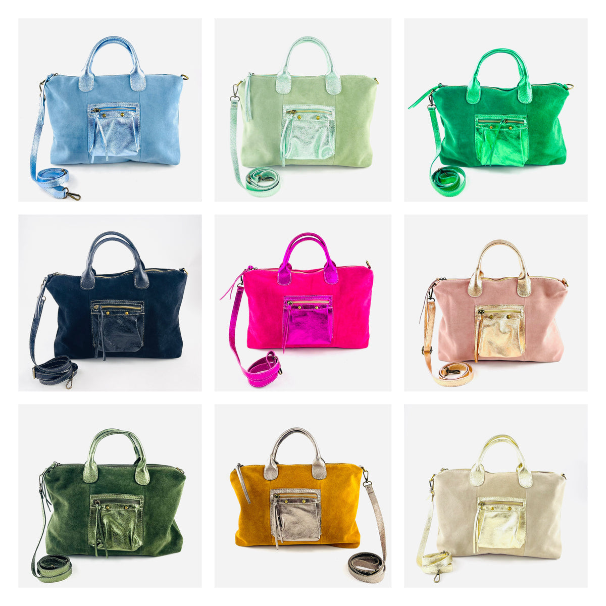 Ruskindstaske med metallic skinddetaljer by Krone 1