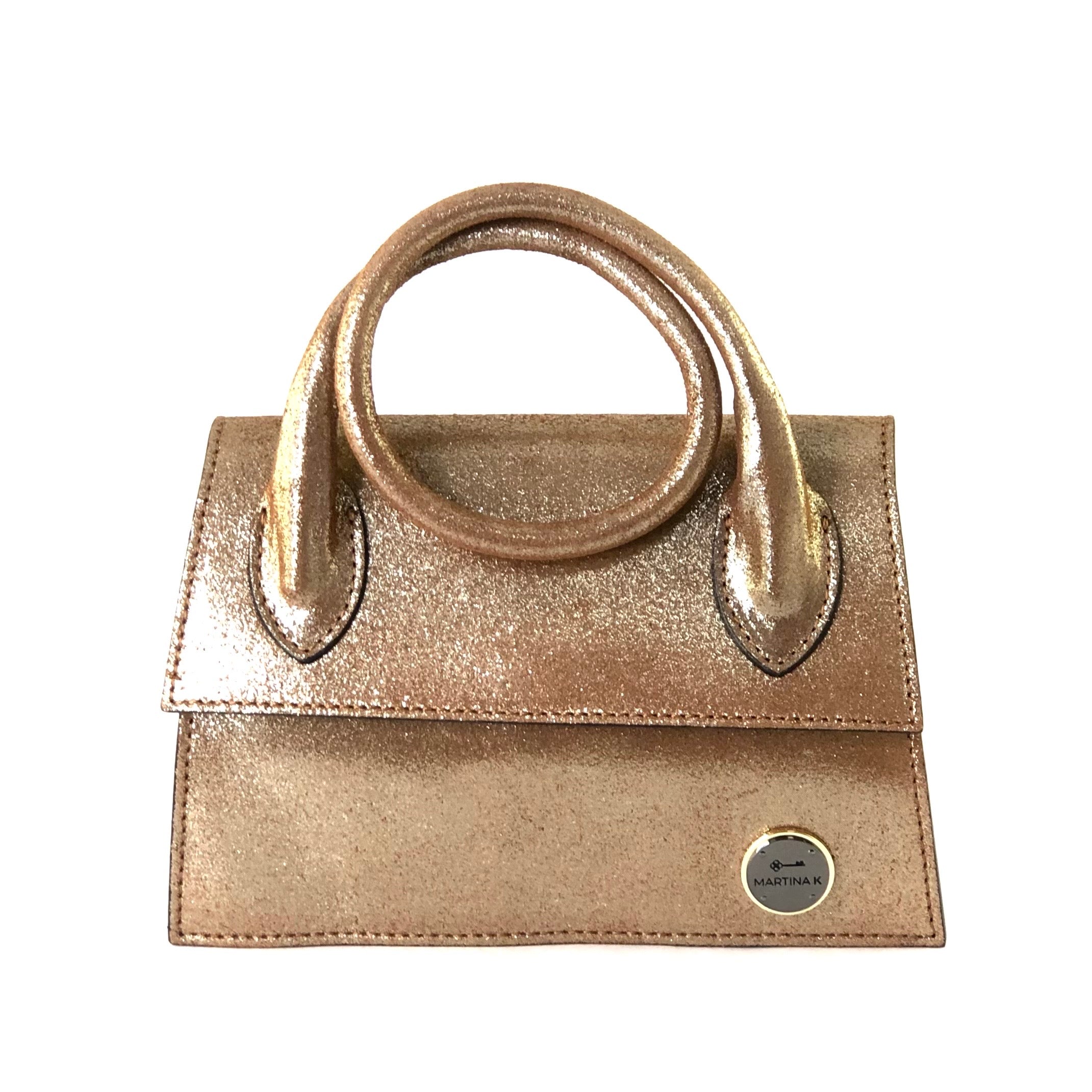 Metallic lædertasker med rem by Krone 1