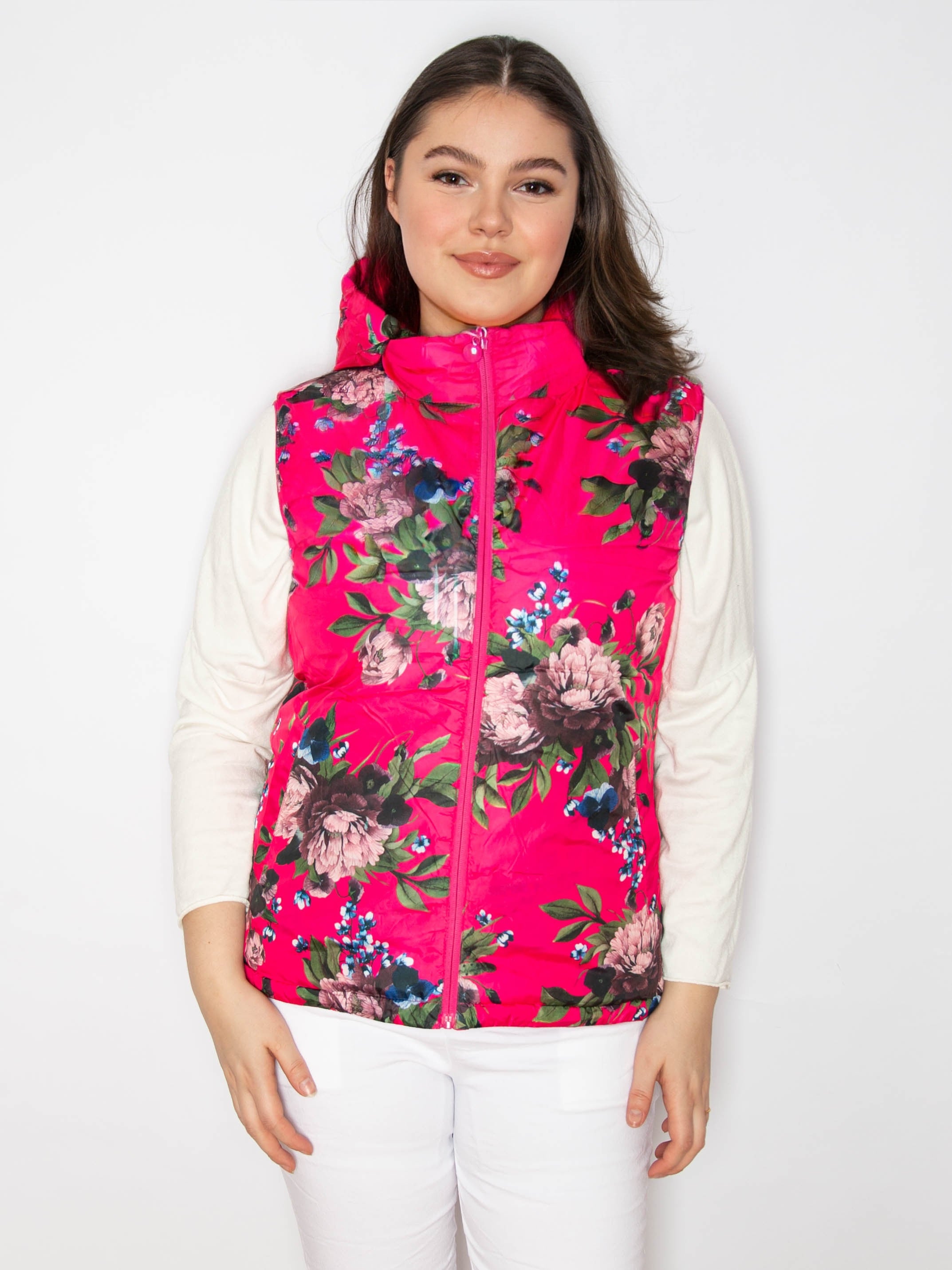Vendbar vest med blomster print
