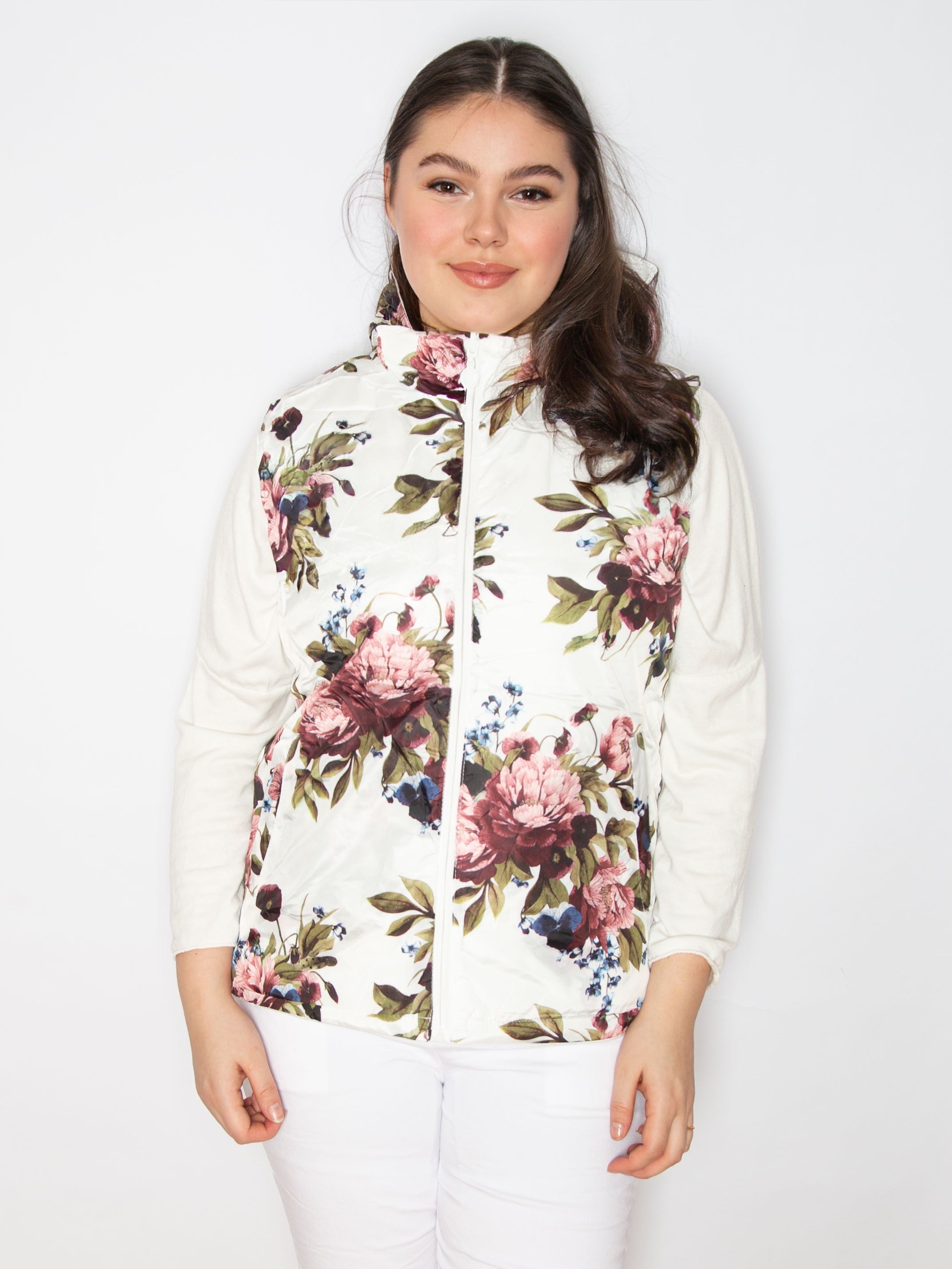 Vendbar vest med blomster print