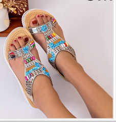 Sandaler med blød sål multi perler by Gioa