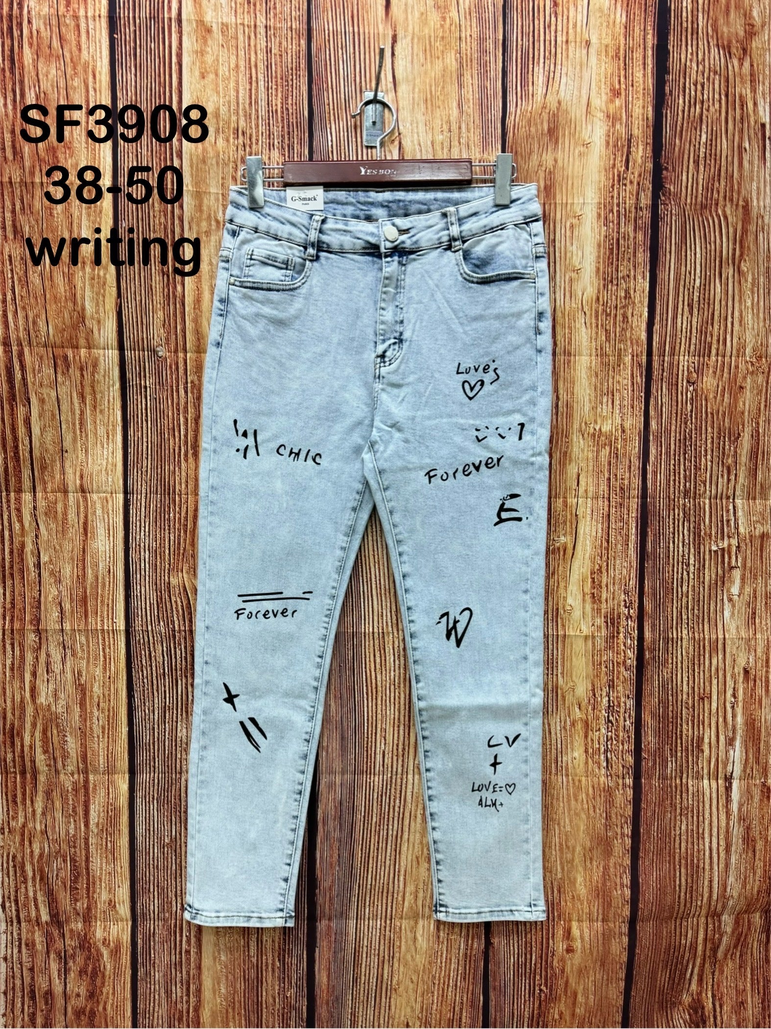 Acidvask jeans med skrift by Krone 1