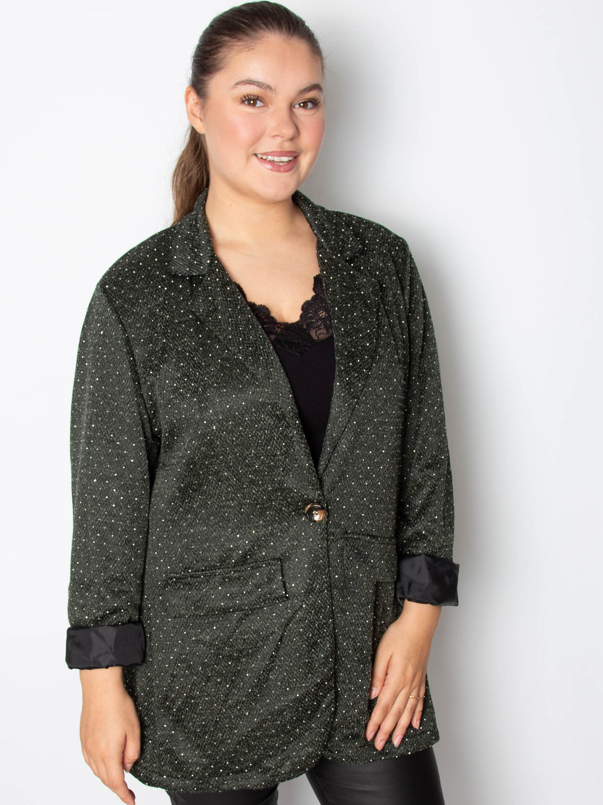 Tweed blazer jakke med bling by Max