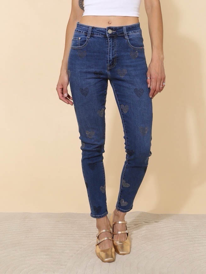 Jeans med bling hjerter by Krone 1