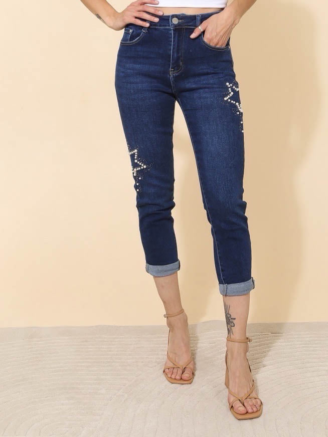 Jeans med stjernebling darkwash by Krone 1