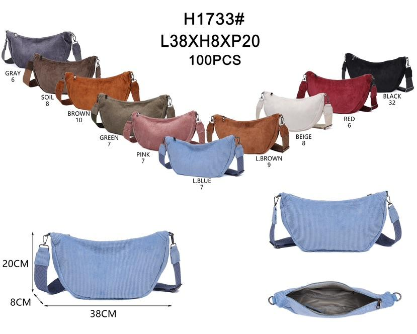 Bæltetaske i fløjl 38x8x20cm by Eric Bags