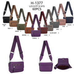 Crossbody taske med front lynlås 23x7x15cm by Eric Bags