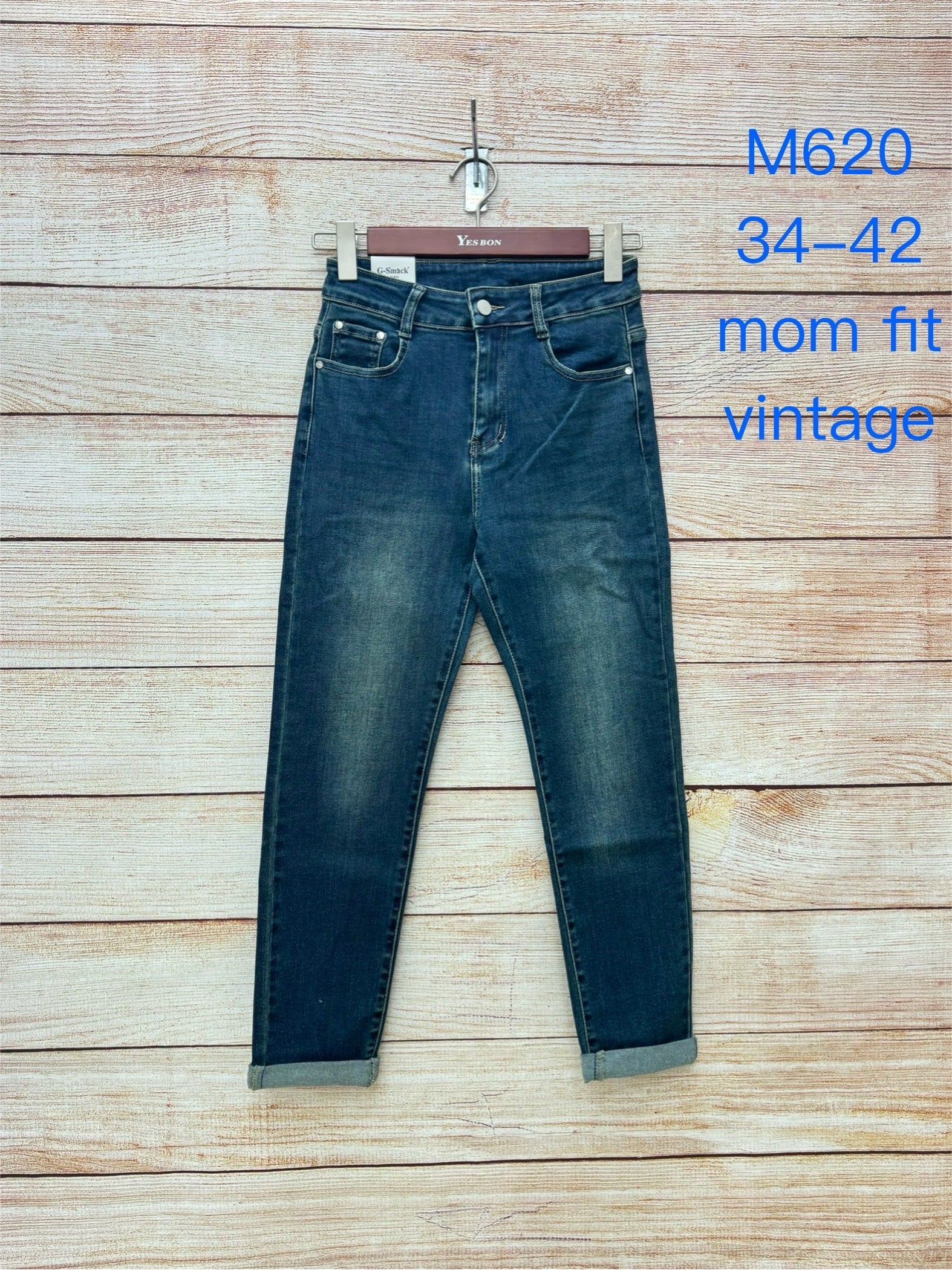Mom fit jeans med fold vintage wash by Krone 1