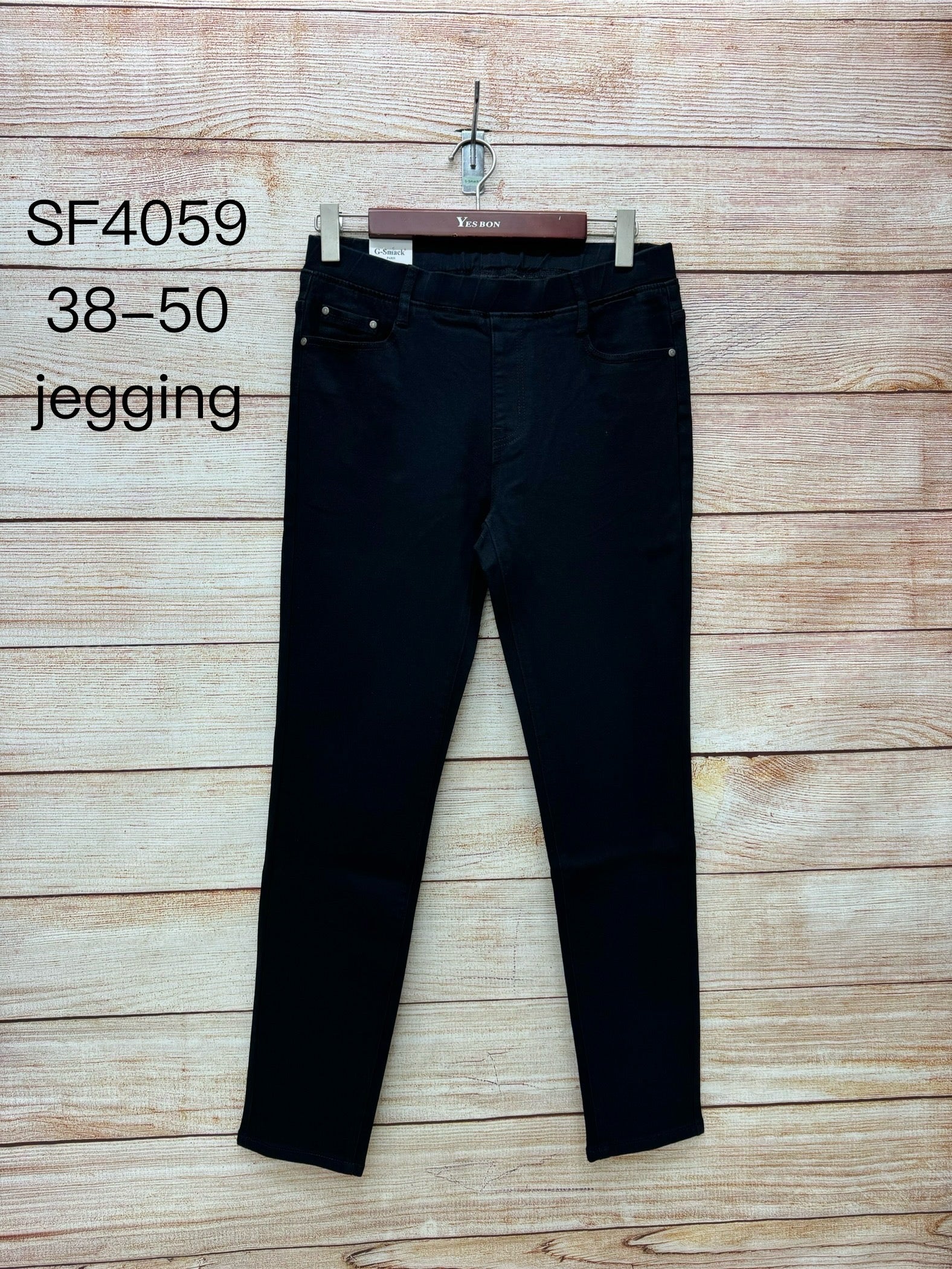 Jeggings med elastik i talje sort by Krone 1