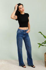 Wideleg jeans med blingregn darkwash
