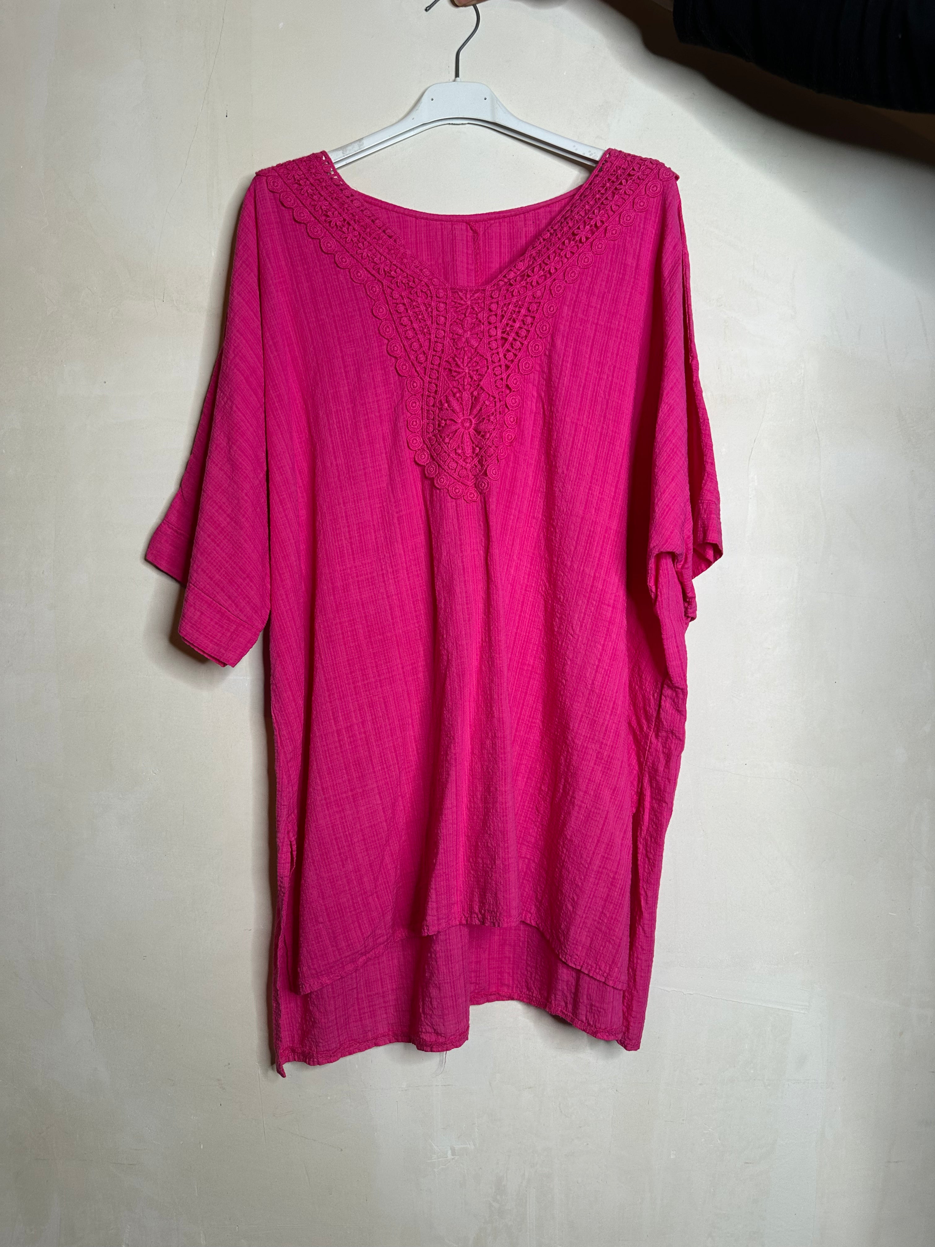 Bluse med hækling bomuld - ITMAJ25 by Pronto Moda Elisa Ye