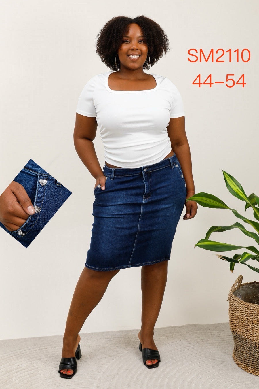 Cowboynederdel med bling hjerte plus size by G-Smack