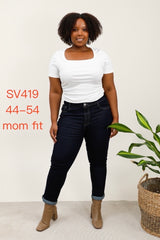 Darkwash jeans med fold mom fit plus size by G-Smack