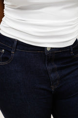 Darkwash jeans med fold mom fit plus size by G-Smack