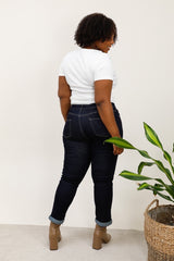 Darkwash jeans med fold mom fit plus size by G-Smack