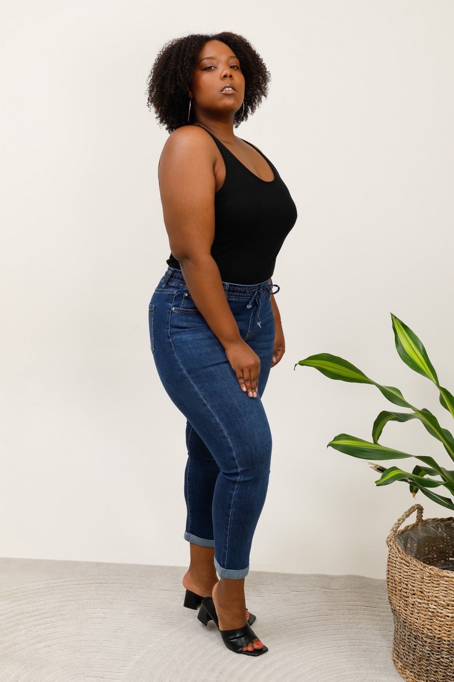 Jeans med bindebånd i talje plus size by G-Smack