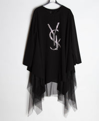 Bluse med tyl og bling