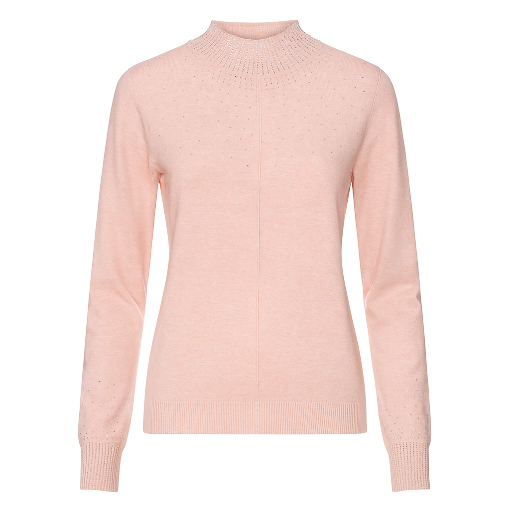 Strikbluse med bling og krave