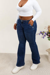 Jeans bootcut med hjerte bling knapper