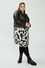 No. 1. By Ox Biker Jakke i Skind Sort Med Beige