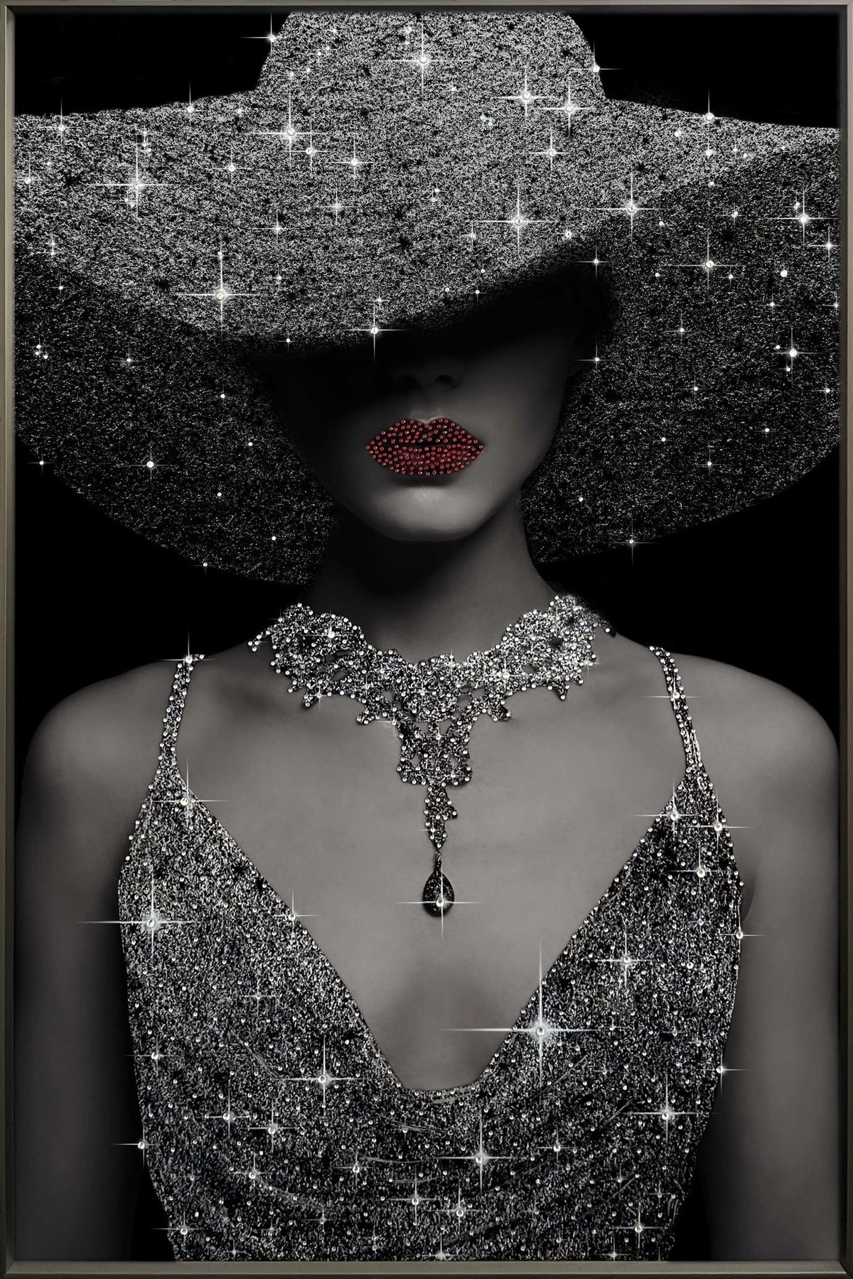 Indrammet vægmaleri – Lady Diamonds 80x120 cm
