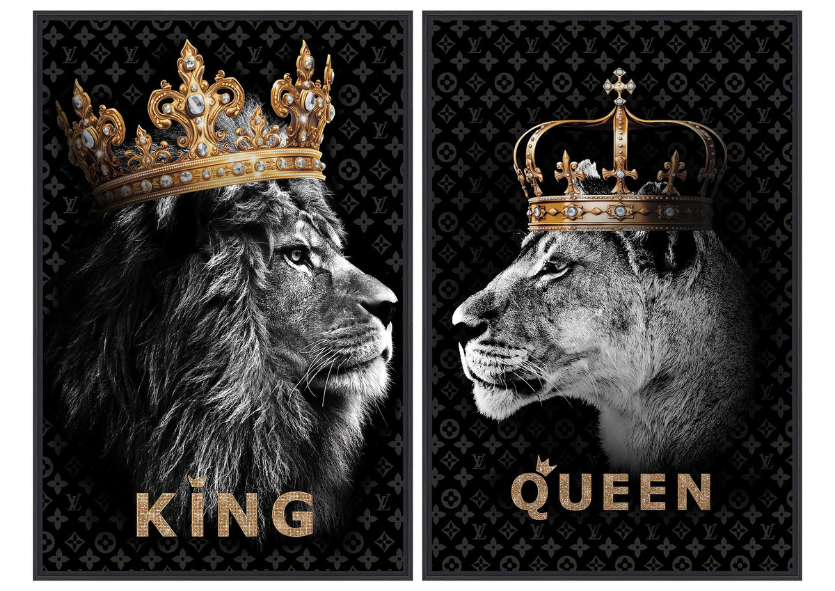 Mural indrammet 2-sæt – King og Queen 40x60cm