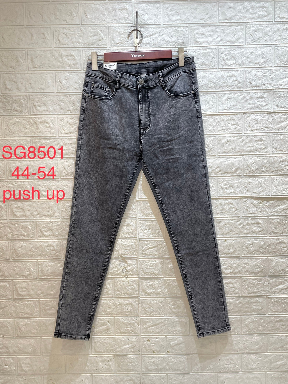 Acid Wash jeans grå push up plus size by Krone 1