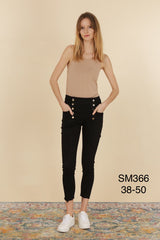 Jeans med guld knapper og fryns sort by Krone 1