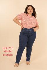 Jeans lige ben elastik i talje plus size by Krone 1