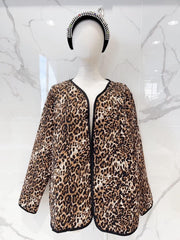 leopard quiltet jakke