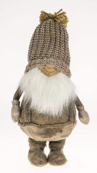 HAPPY SANTA W/BEARD 31CM BROWN CLOTHING&KNITTED HAT