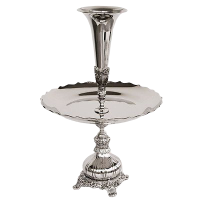 Decoration Fruit Stand With vase in top Nickel Finished Brass / Nickel / Glass