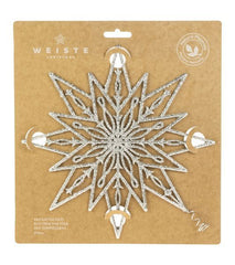 Filigree Topstjerne til Juletræ – 25 cm Sølv m. Bio Glitter