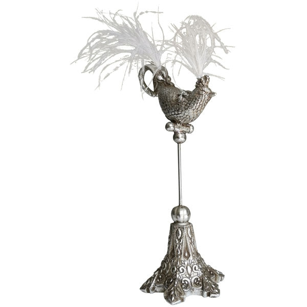Polyresin bird sculpture with feathers 15.6x10.7x33 cm